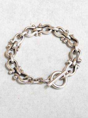 Vintage Sterling Silver Equestrian Bracelet 6.75" Stirrup Snaffle
